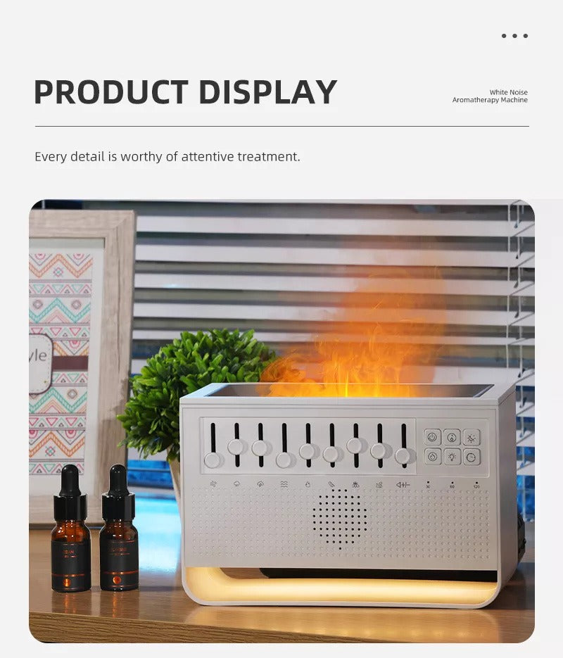 New Fancy Design 200ml Baby Care Sleeping Simulation 3d Fire Lamp Flame White Noise USB Music Essential Oil Diffuser | VR-WN03