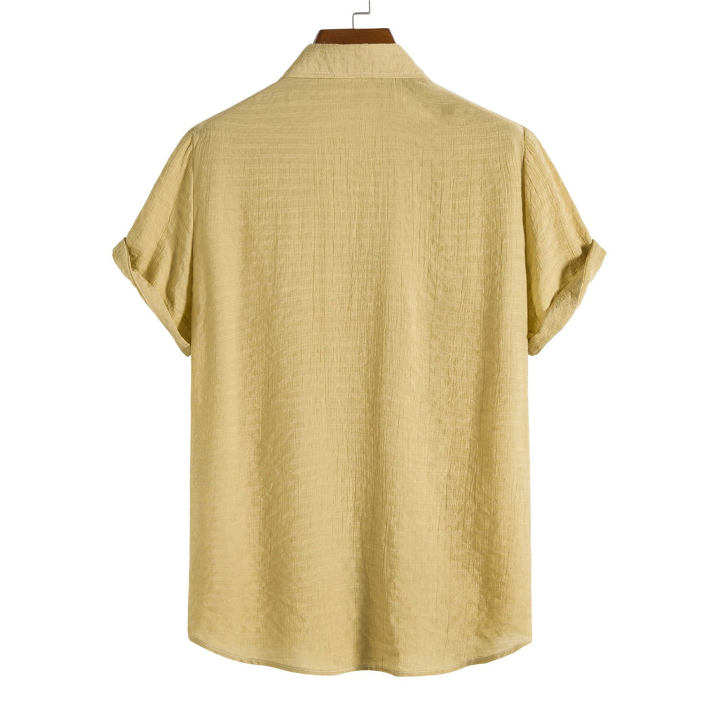 Men's Classic Solid Jacquard Short-Sleeve Shirt | 16/172022