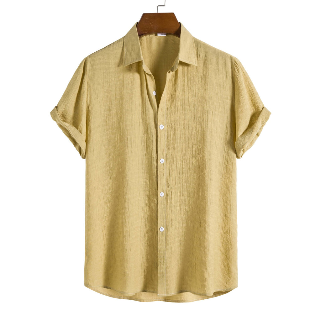 Men's Classic Solid Jacquard Short-Sleeve Shirt | 16/172022