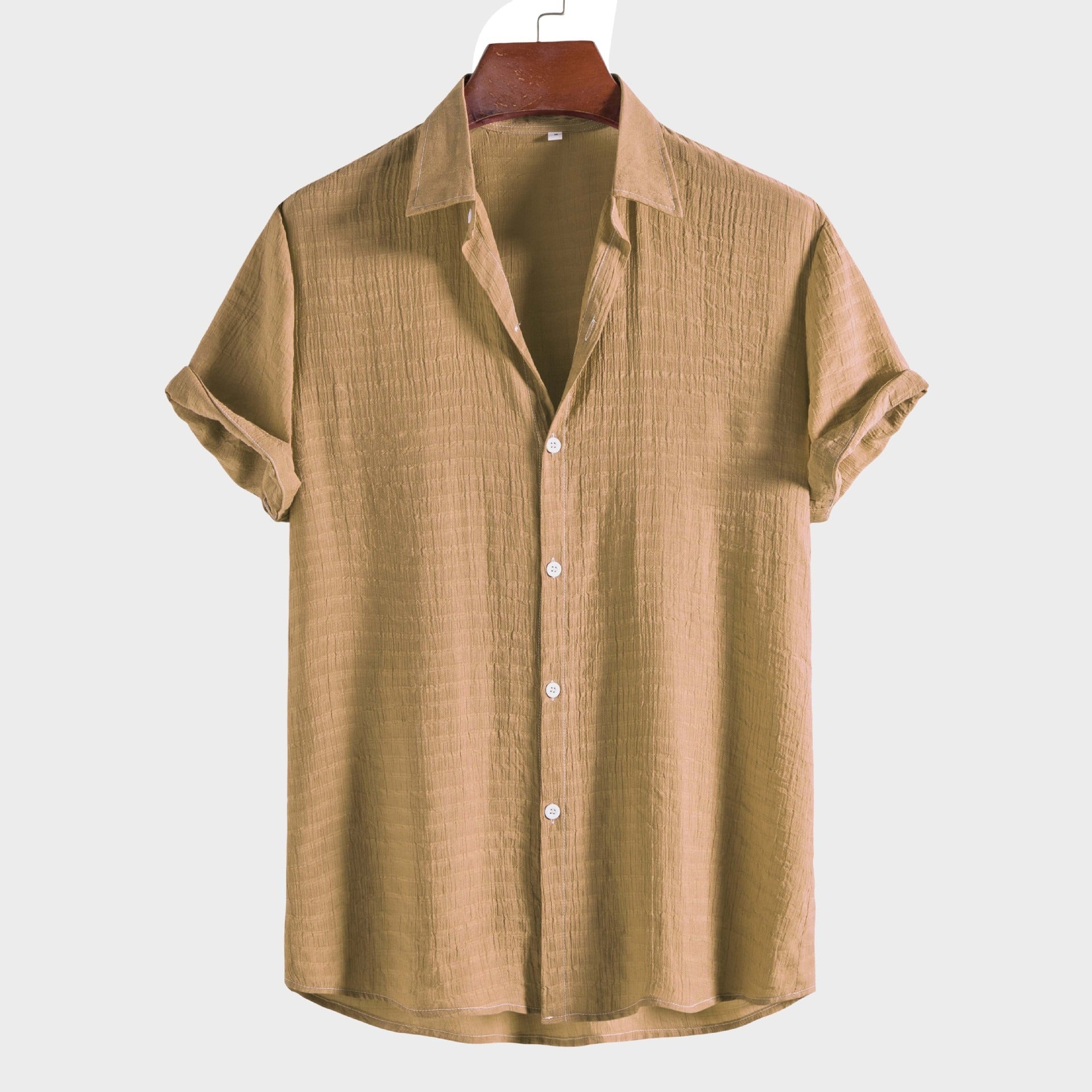 Men's Classic Solid Jacquard Short-Sleeve Shirt | 16/172022