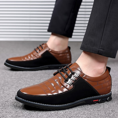 Men's Plaid British Style Derby Shoes Non-Slip Leather Loafers Moccasins Wedding Dress Shoes  |