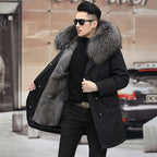 Snow Lotus Men's Mink Fur Parka 2025 Winter Detachable Mink Lining Long Coat Luxury Slim-Fit Fur-Trimmed Jacket | 215