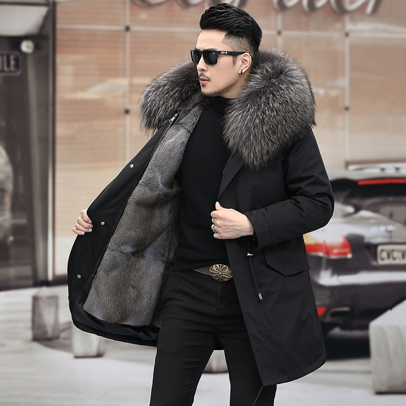 Snow Lotus Men's Mink Fur Parka | 2025 Winter Detachable Mink Lining Long Coat | Luxury Slim-Fit Fur-Trimmed Jacket | 215
