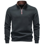 Men's Half-Zip Stand Collar Sweatshirt 2026 Autumn Business Casual Pullover | Slim Fit Cotton-Blend Fleece Top