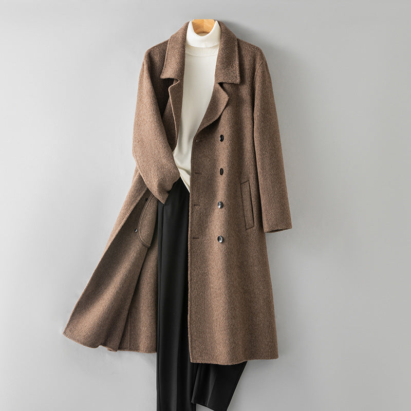 100% Wool Double-Faced Long Overcoat | Men’s Premium Knee-Length Wool Coat | Tailored Business & Casual Outerwear | 86713