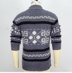 Men Stylish Slim Fit Jacquard Knit Cardigan Jacket with Long Sleeves Casual Lapel Sweater | SY0013