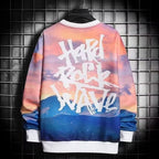 Men's 2 Piece Sweat Set Trousers Casual Pullover T-shirt Outer Wear Loose All-Match Gradient Color Long Sleeve Student Tops