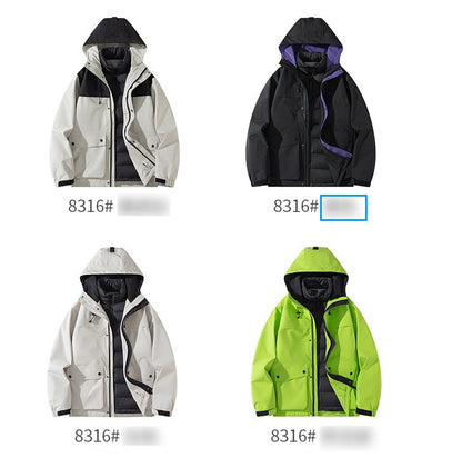 Senbo All-Weather 3-in-1 Waterproof Jacket | 5000mm Breathable Trekking Coat with Detachable Down Layer | Unisex Outdoor Protection | 8316