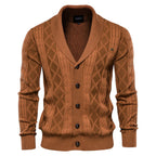 Men’s V-Neck Color-Trim Knit Cardigan – Casual Loose-Fit Buttoned Sweater for Autumn | SW199