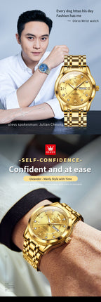 Luxury Stainless Steel Quartz Watch for Men High Quality Casual & Business Gold Wristwatch | 5513