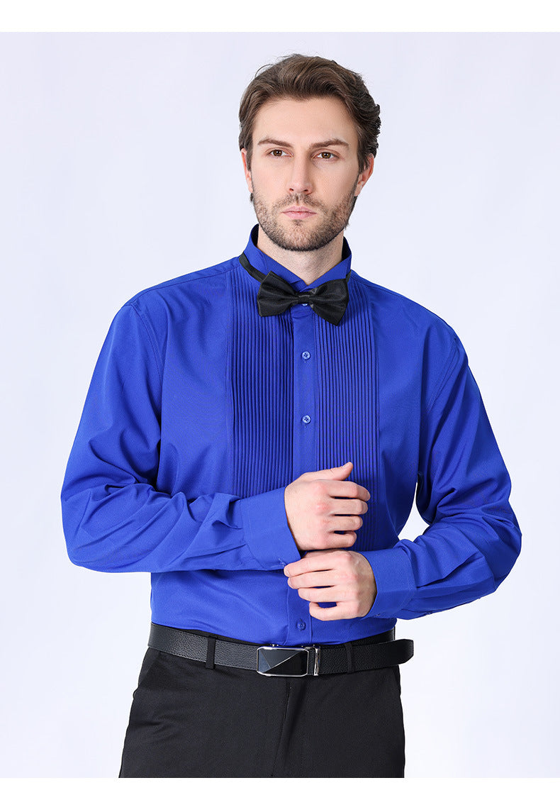 Camicia da uomo con doppia pieghe, elegante camicia francese da lavoro di alta qualità | LF631 