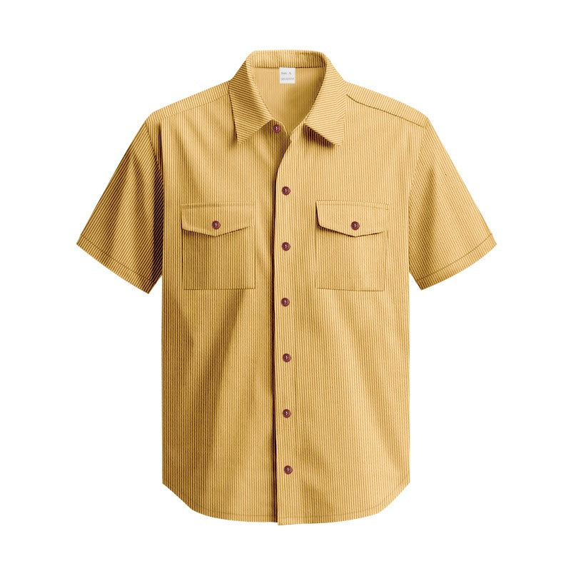 Men's Heavyweight Corduroy-Texture Work Shirt - 2025 Summer Relaxed Fit Casual Top | YH-OB20