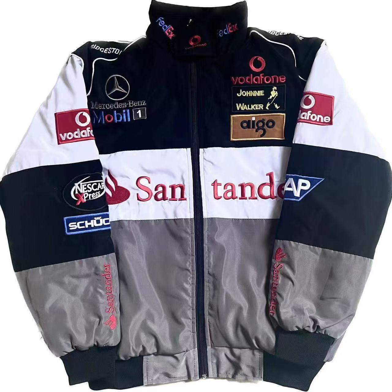F1 Mercedes-Benz Full Embroidery Racing Jacket | Official Team Style Moto Jacket for Street & Track | BZ08