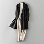 100% Wool Double-Faced Long Coat Men | Premium Tailored Overcoat | Business & Casual Winter Outerwear Wool Trench Coat