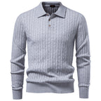 Men's Long Sleeve Knit Polo Sweater | 2026 Winter Business Casual Ribbed Pullover | Soft Warm Turtleneck Knitwear | YR8801