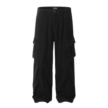 11KN Men's & Women's Cargo Pants | American Retro High-Street Wide-Leg Joggers | Multi-Pocket Loose Fit Trousers | KJ6282