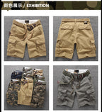 Men's Summer Loose Straight Belt Outdoor Solid Cotton Multi Pocket Shorts | 170