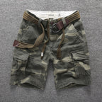 Men's Summer Loose Straight Belt Outdoor Solid Cotton Multi Pocket Shorts | 170