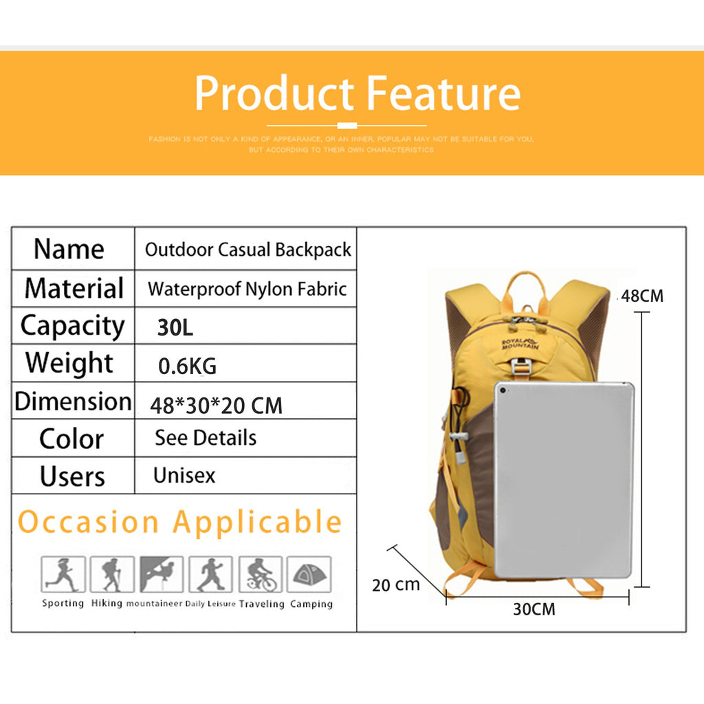 Royal Mountain 30L Hiking Backpack – Lightweight Waterproof Daypack UK | 1782A