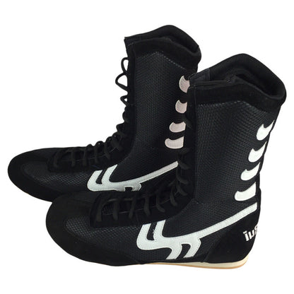 Professional Boxing Training Shoes | High-Top Competition Fight Shoes with Gum Rubber Sole Martial Arts Footwear | Fight001