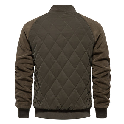 Stylish Men's Fleece-Lined Quilted Jacket with Double Pockets & Raglan Sleeves – Perfect Casual Top | JK812