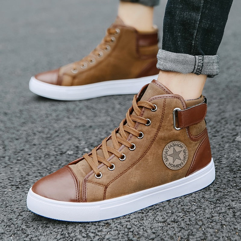 Men's Fashion Casual Sneakers High Top Shoes Breathable Round Toe Flats Boots | 8686