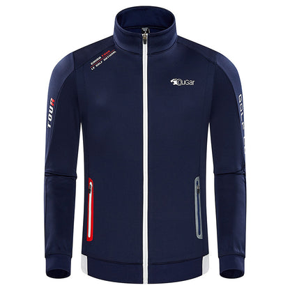 Men's Premium Long Sleeve Golf Jacket Winter Stand Collar Zipper Pullover Water & Wind Resistant Performance Layer