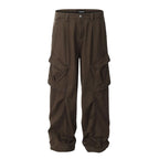 11KN Men's & Women's Cargo Pants | American Retro High-Street Wide-Leg Joggers | Multi-Pocket Loose Fit Trousers | KJ6282