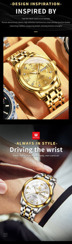 Luxury Stainless Steel Quartz Watch for Men High Quality Casual & Business Gold Wristwatch | 5513