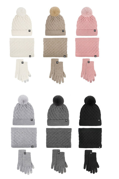 Winter Beanie Hat Scarf Gloves Set Unisex Winter Warmer Fleece Lined Knit Hats Scarf Gloves Set | 121620