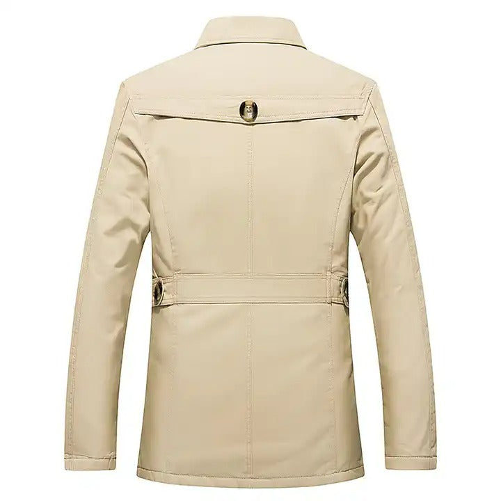 Men's Jacket Warm Winter Trench Coat Business Casual Smart Button Windbreaker Blazer