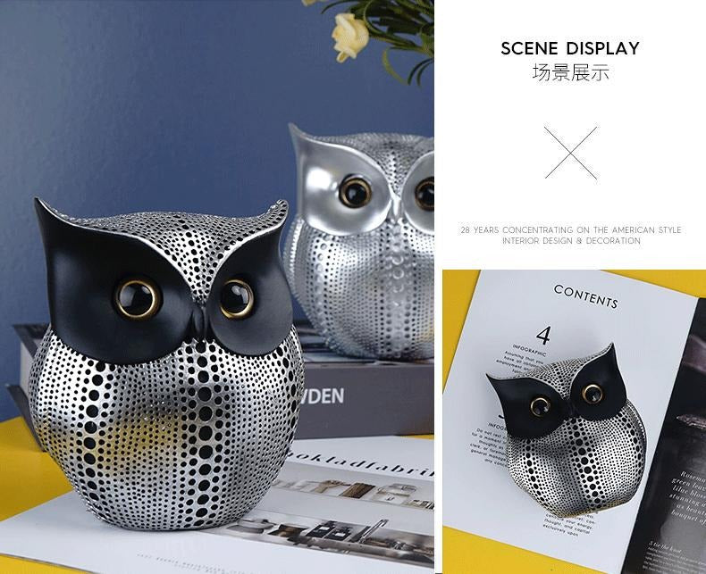 Resin Creative Owl Ornaments Nordic Bird Model Crafts for Living Room Home Décor | RDW001