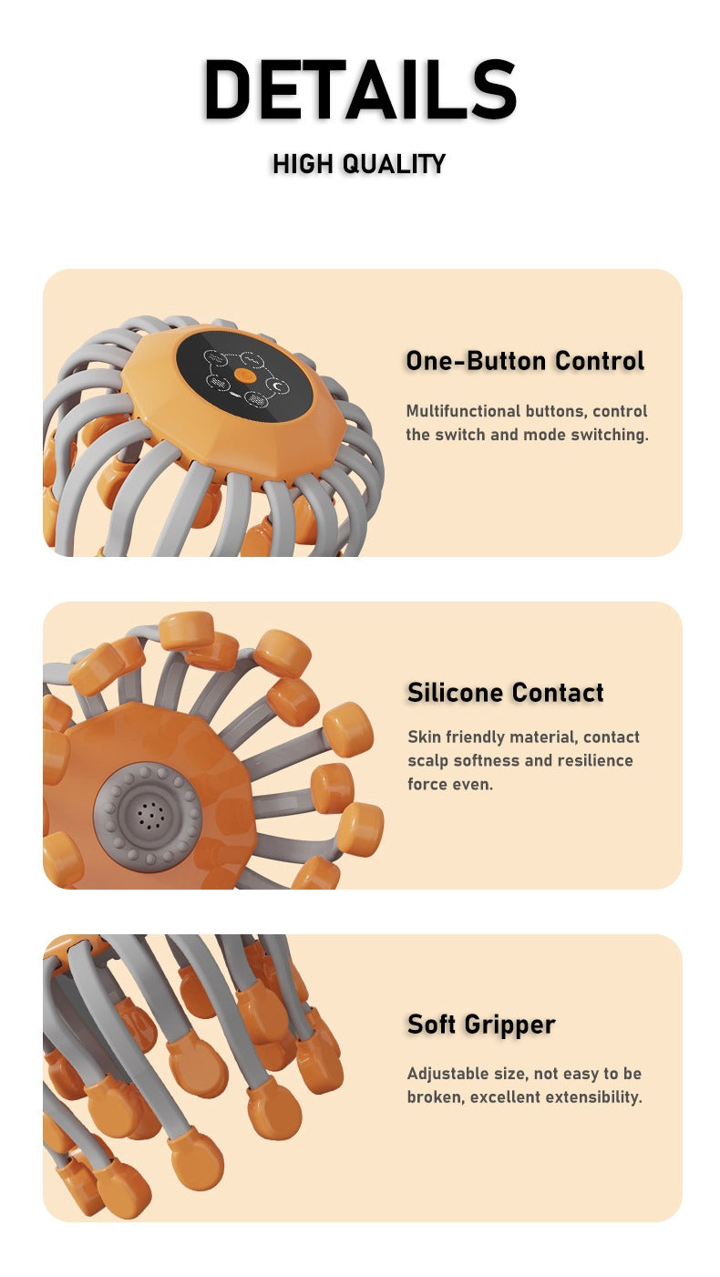 Smart Vibration Full Body Relax Scalp Head Massage Machine Relieves Fatigue Octopus Electric Head Scalp Massager | MZ-HM156