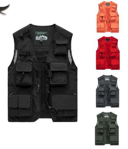 Gilet cargo multi-poches pour homme, pull de pêche pour escalade, camping, randonnée, été 