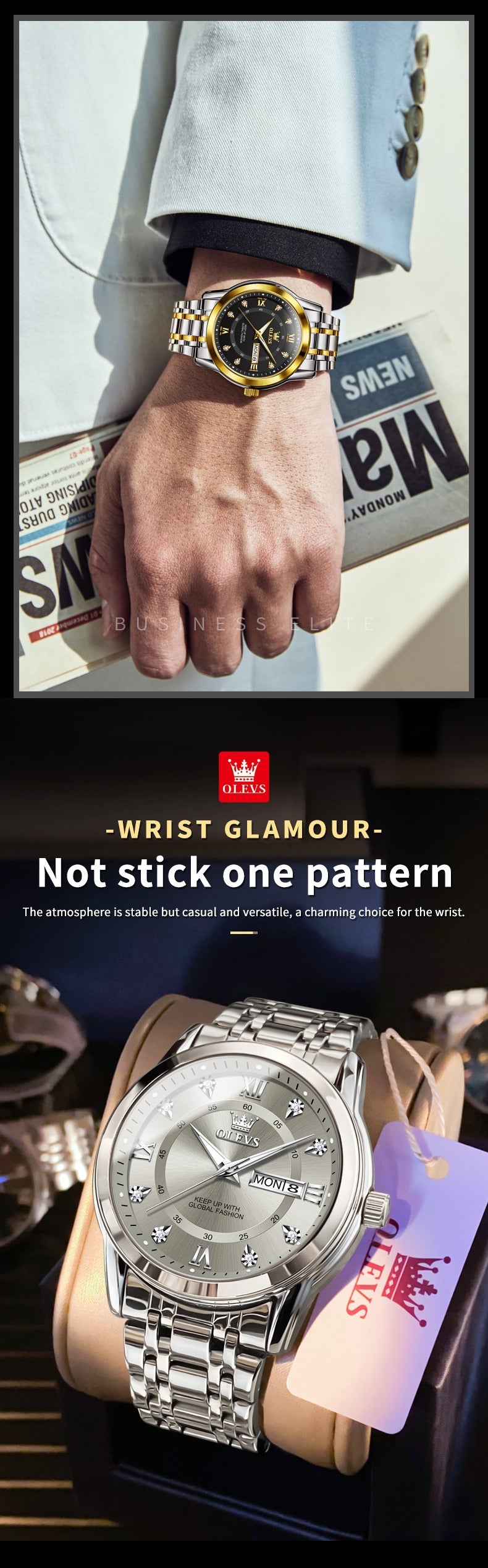 Luxury Stainless Steel Quartz Watch for Men High Quality Casual & Business Gold Wristwatch | 5513