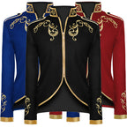 Medieval Royal Prince Jacket | Gold Embroidered Stand Collar Coat | Halloween Noble Cosplay Costume for Men & Women