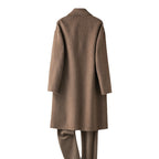 100% Wool Double-Faced Long Coat Men | Premium Tailored Overcoat | Business & Casual Winter Outerwear Wool Trench Coat