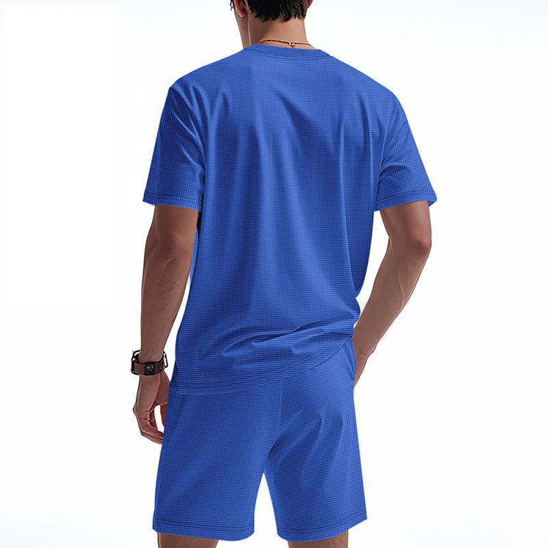 Men's Waffle Texture Lounge Set - 2025 Spring Summer Casual Two-Piece Outfit | CY20