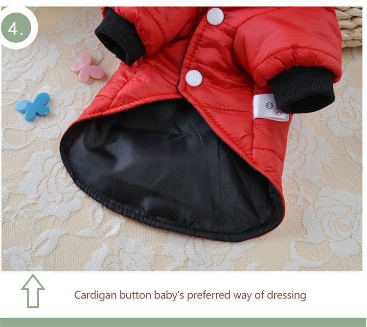 Pet Clothing Winter Puffer Coat Luxury Cotton Light Warm Down Jacket Dog Two-Leg Cotton Suit Pet Clothes |