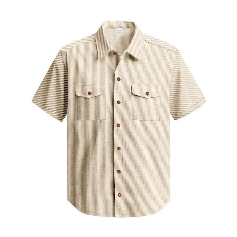 Men's Heavyweight Corduroy-Texture Work Shirt - 2025 Summer Relaxed Fit Casual Top | YH-OB20