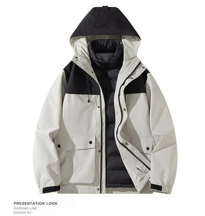 Senbo All-Weather 3-in-1 Waterproof Jacket | 5000mm Breathable Trekking Coat with Detachable Down Layer | Unisex Outdoor Protection | 8316