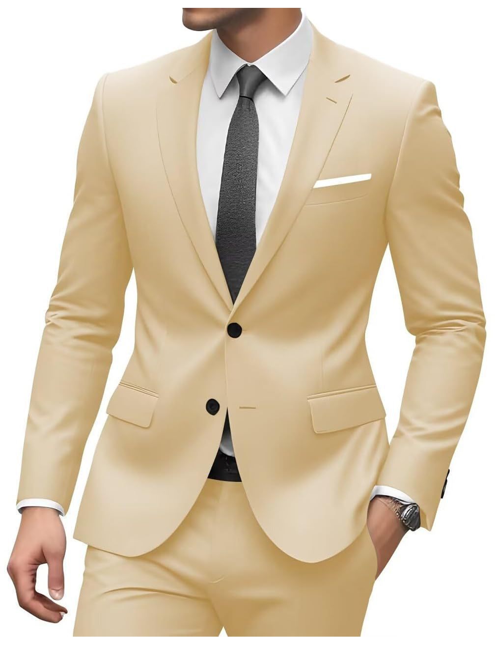 2026 Men‘s 2-Piece Wedding Suit Set | Notch Lapel Business Blazer & Trousers | Cross-Border Formal Wear for Grooms & Hosts | SBT001
