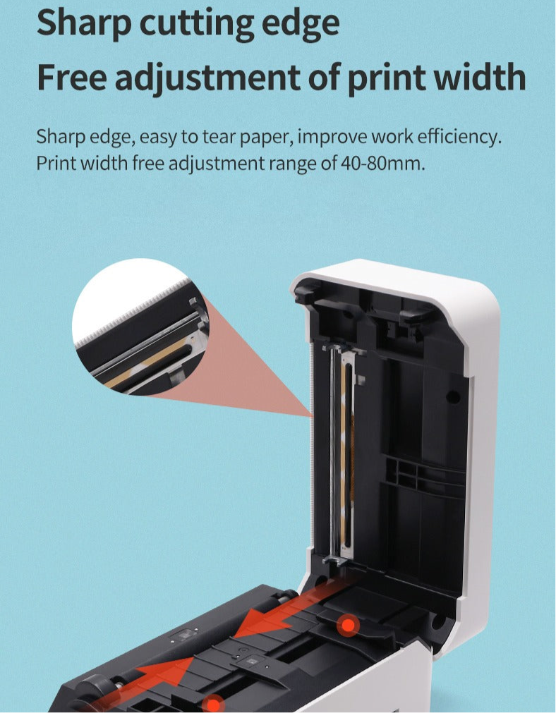 Thermal Label Printer Wireless Shipping Label Printer Royal Mail, UPS, DHL, Evri Label Printer Mobile, USB + Bluetooth Support Printer