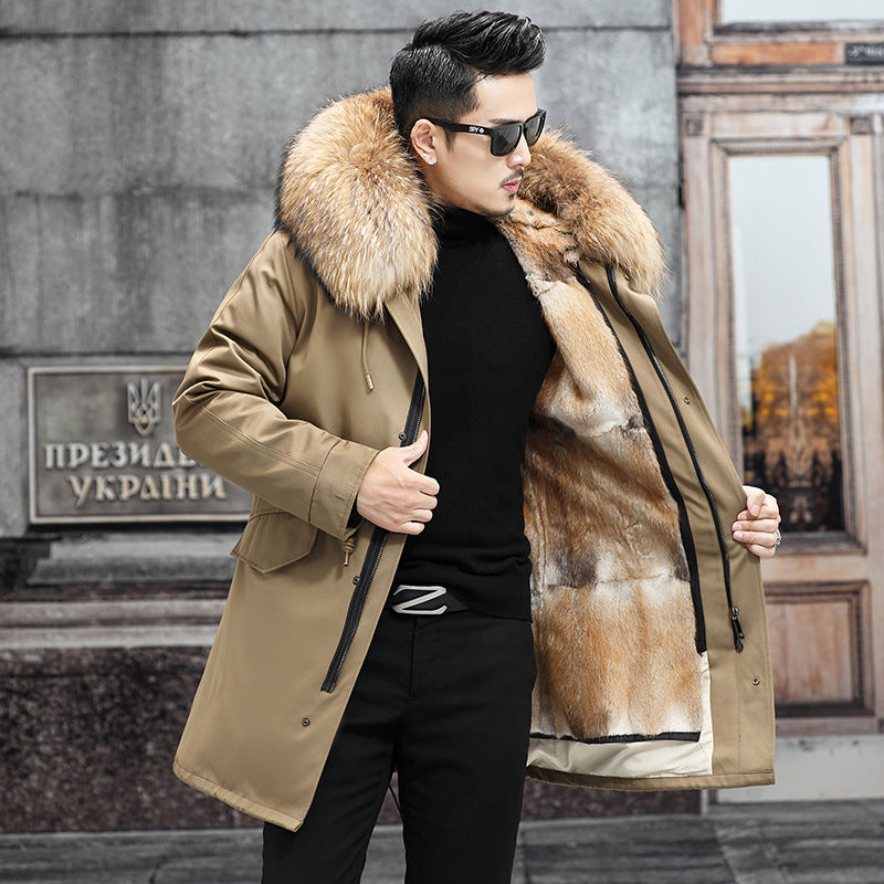 Snow Lotus Men's Mink Fur Parka 2025 Winter Detachable Mink Lining Long Coat Luxury Slim-Fit Fur-Trimmed Jacket | 215