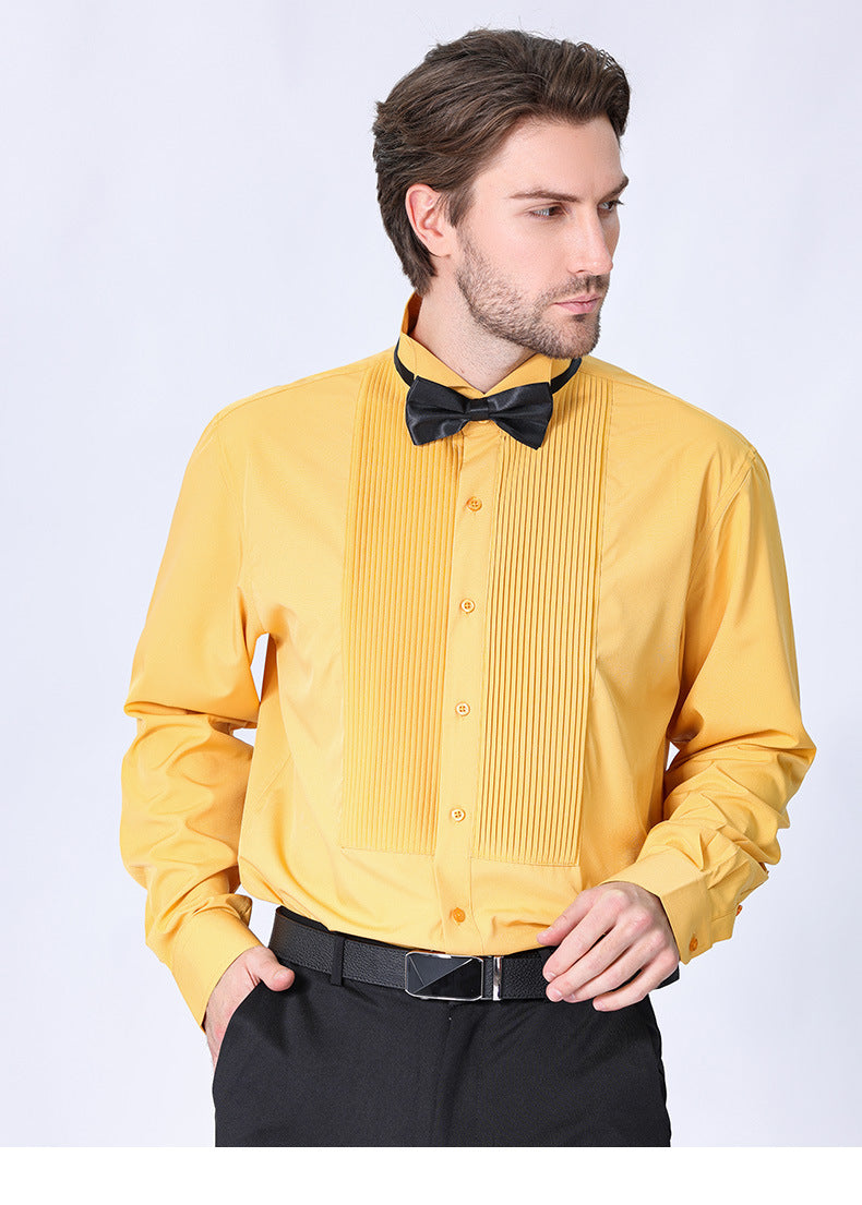 Camicia da uomo con doppia pieghe, elegante camicia francese da lavoro di alta qualità | LF631 