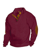 Men's Stand Collar Jacquard Knit Sweater Lightweight Long Sleeve Casual Pullover for Spring & Autumn | DF-4