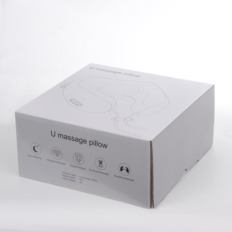 Electric Rechargeable Travel Pillow Relax Massager Heated Vibrating Soft Neck Massage