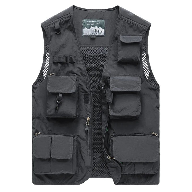 Gilet cargo multi-poches pour homme, pull de pêche pour escalade, camping, randonnée, été 