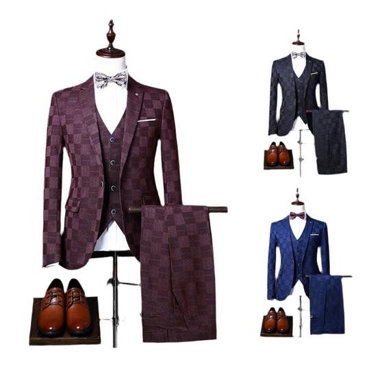 Men's 3 Piece Suit Jacket+Vest+Pants Formal Fashion Groom Wedding Party Dress Tuxedo Suits