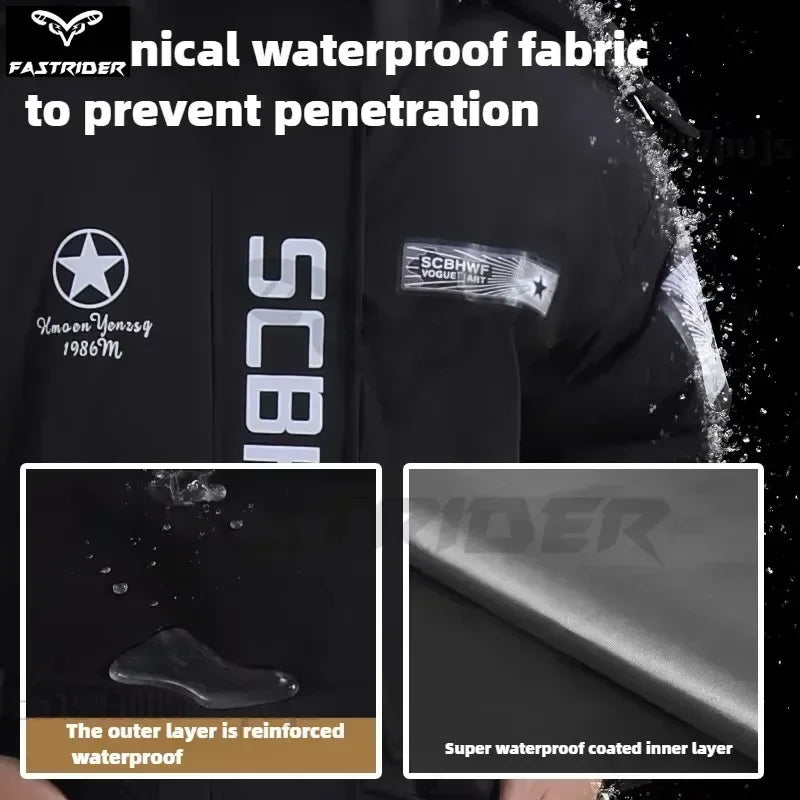 Winter Full Waterproof Thick Ski Suit Jacket Trouser Snow Windproof Fleece Jumpsuit Cold Weather Motorcycle Riding Suit